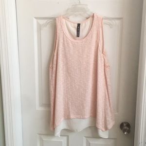 Pink and white crotchet layered tank top